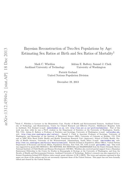pdf bayesian reconstruction of two sex populations by age estimating sex ratios at birth and