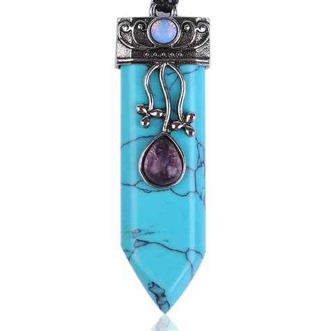 Amazon Com Barbari Jewelry Turquoise Pendant Necklace With A Touch Of