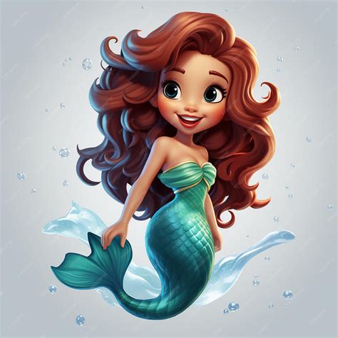 Premium Ai Image Pixar Cartoon Style Little Pretty Mermaid