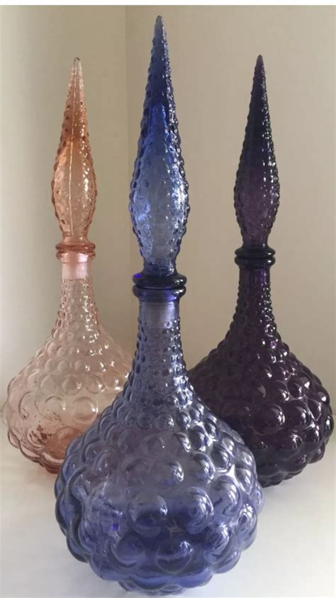 Such A Rare Bunch Of Vintage Glass Genie Bottles Vintage Art Glass Purple Glass Genie Bottle