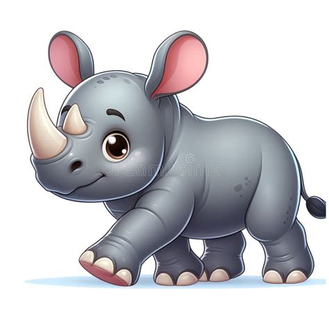 Dibujos Animados De Rinocerontes Lindos Aislados Sobre Fondo Blanco