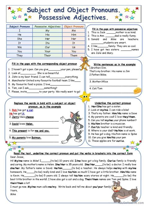 Subject And Object Pronouns Possess English Esl Worksheets Pdf Doc