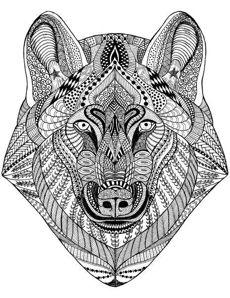 Zentangle Wolf Art Print Zentangle Art Coloring Pages