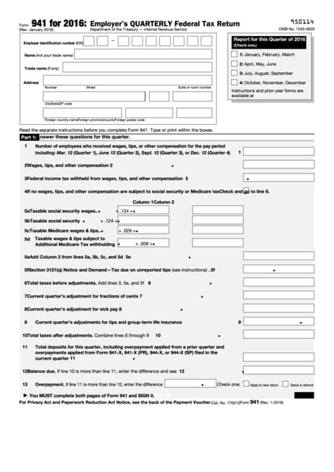 Free Printable Irs Form 941 Printable Forms Free Online