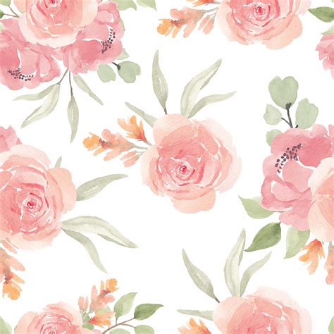 Watercolor Seamless Pattern With Pink Rose Flower Vector Art At Vecteezy