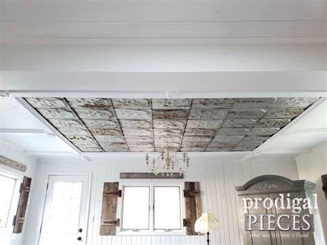 Diy Coffered Ceiling With Antique Barn Roof Shingles Prodigal Pieces