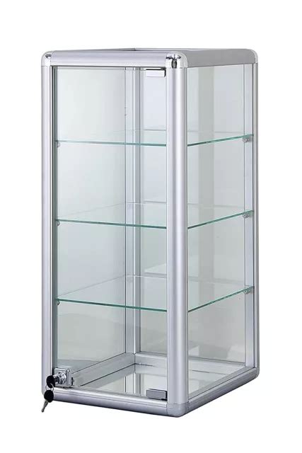 Aluminum Framed Tempered Glass Counter Top Display Case With Shelves And Lock 208 10 Picclick