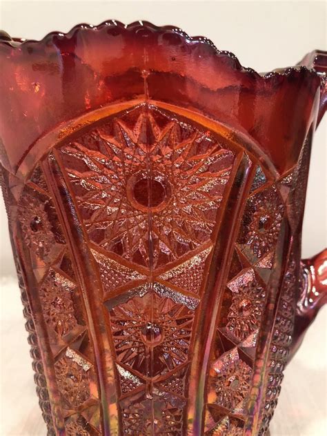 Red Carnival Glass Pitcher Ebay