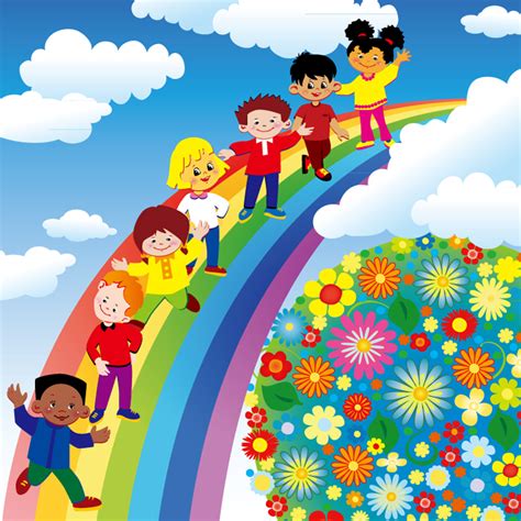 Rainbow Children Free Vector Graphic Download