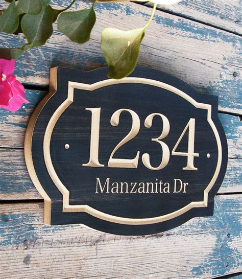 Elegant And Classic House Number Engraved Plaque Made In Polyurethane