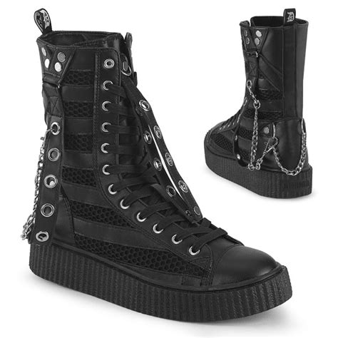 Lace Up Front Mid Calf Creeper Sneaker Boot