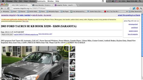 Find cars and deals on craigslist! Craigslist Sarasota Florida Used Cars, Trucks and Vans ...