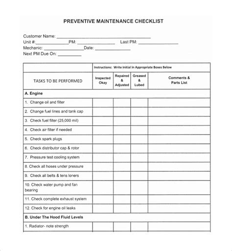 All activities in checklist will be. Preventive Maintenance Checklist Template 3 Quick Tips Regarding Preventive Maintenance ...