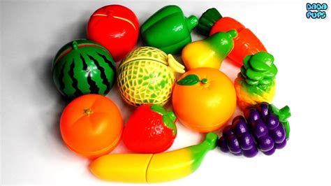 Learn Names Of Fruits And Vegetables With Toy Velcro Cutting Fruits And Vegetables Esl Asmr