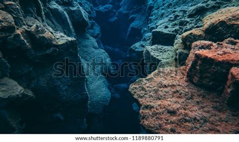 Natural Colorful Lava Rock Formations Underwater Stock Photo 1189880791