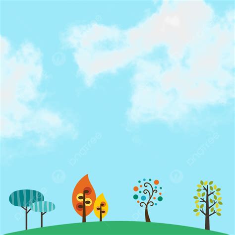 Cartoon Small Fresh Spring Background Material White Clouds Spring