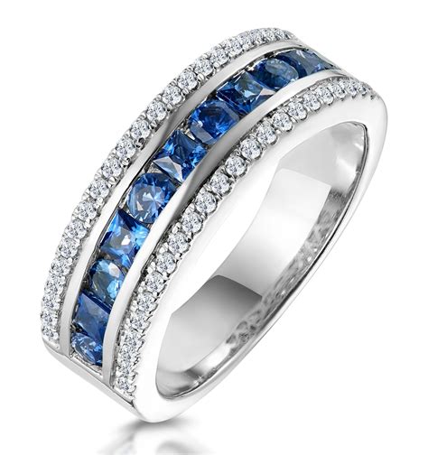 1ct Sapphire And Diamond Eternity Ring 18kw Gold Asteria Collection