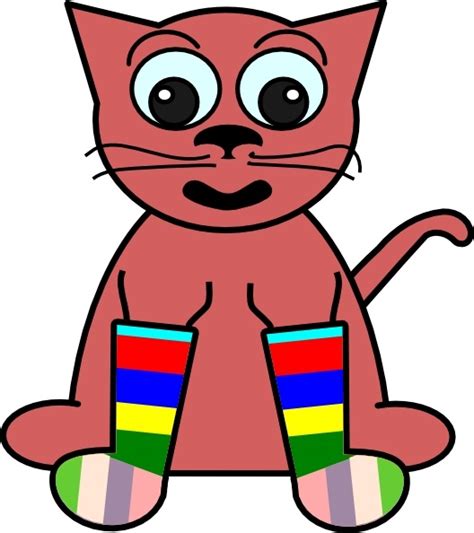 Cartoon Cat In Rainbow Socks Clip Art Free Vector In Open