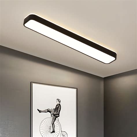 Rectangular Metallic Flush Light Fixture Minimalism Black Led Ceiling