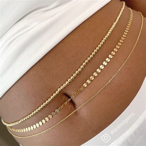Luxe Kt Yellow Gold Waist Beads Kt Gold Belly Chain Etsy
