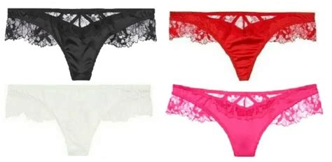 VICTORIAS SECRET LUXE Lingerie Very Sexy Embroidered Thong Panty Floral