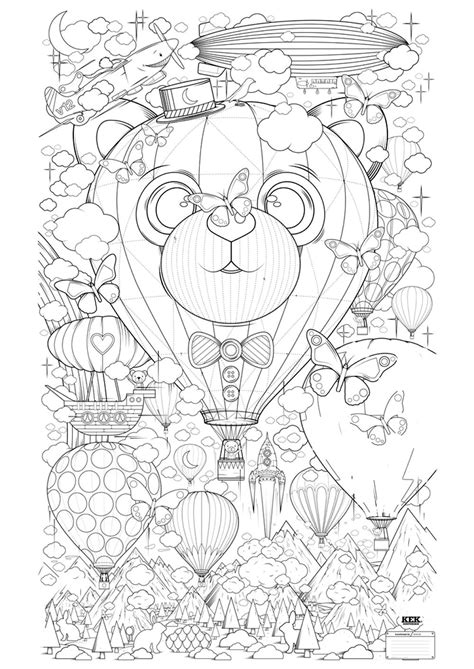 Hot air balloon zen anti stress to print - Anti stress Adult Coloring Pages