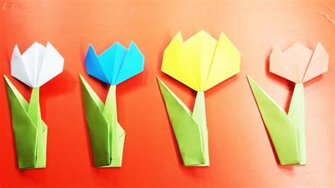 Tulip Paper Flowers How To Make A Tulip Origami Flowers Easy Paper