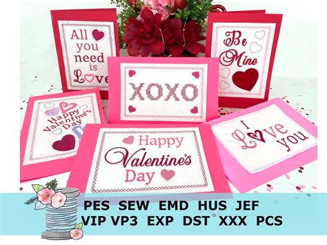 Valentines Day Embroidery Designs Love Greeting Card Embroidery Files