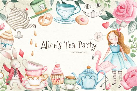 Alices Tea Party Animal Illustrations Creative Market