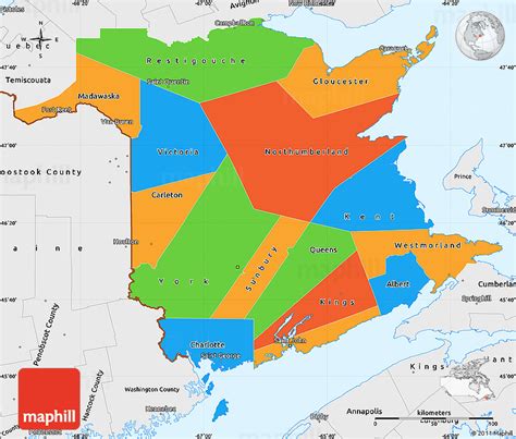 Political Simple Map Of New Brunswick Single Color Outside Borders