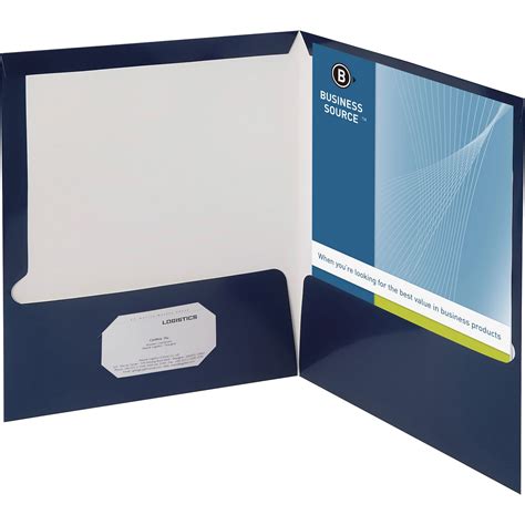 Business Source Two Pocket Folders With Business Card Holder Madill