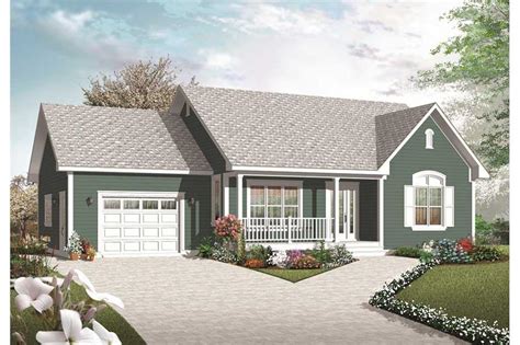 Small Country Ranch House Plan With Covered Porch 2 Bed