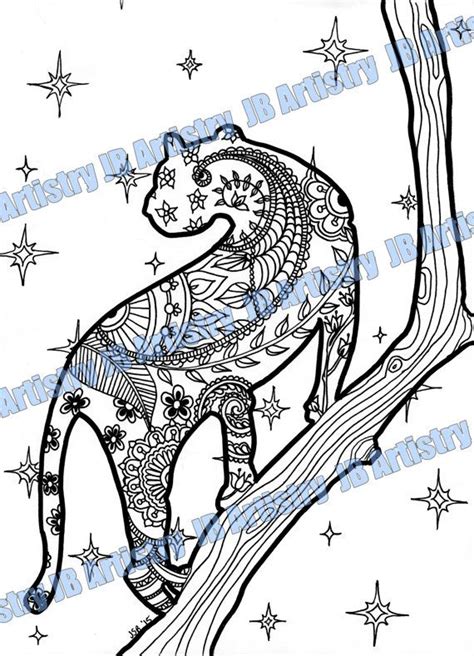 Zentangle Coloring Page Big Cat Cat Coloring Page
