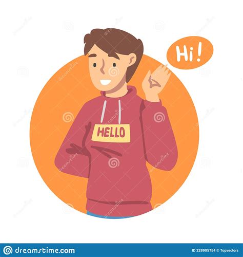 Young Man Saying Hello And Showing Hand Greeting Gesture Vector