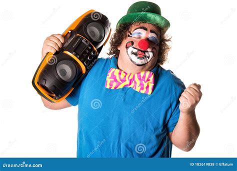 Holidays Funny Fat Clown White Background Stock Photo Image Of