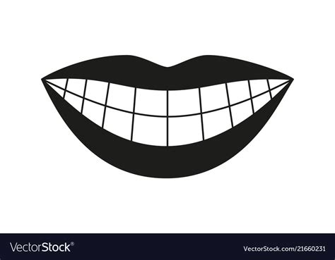 Black And White Healthy Woman Smile Silhouette Vector Image