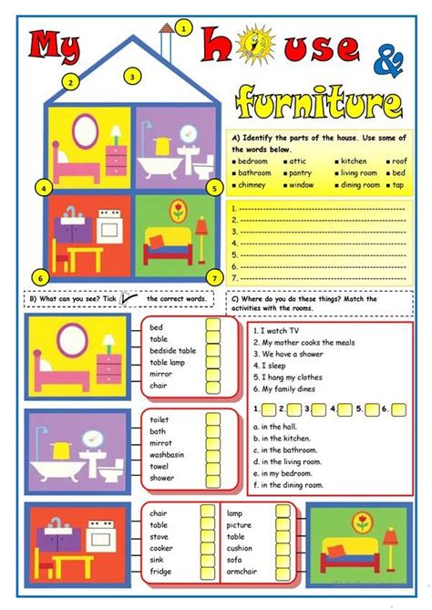 My House And Furniture English For Beginners Elementary Worksheets