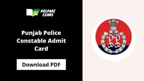 Punjab Police Constable Admit Card Released Prepareexams