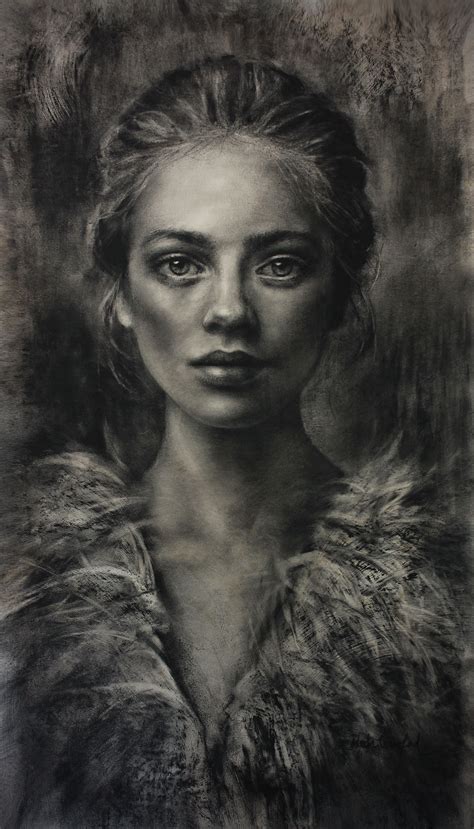 Dream Hunter 14x24 Charcoal And Pastel On Guesso Board Marta Crawford