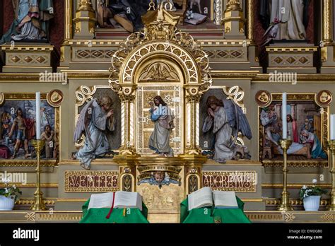 Sacred Altar From The Parish Church Of Urtijëi In Italy Where Wood