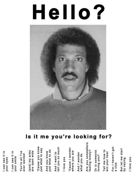 Adele hello appelle quand richie lionel buzz fait fard rolling pose sans stone magazine dr closermag. Lionel Richie Tear Off Ad - Hello? Is it me you're looking ...