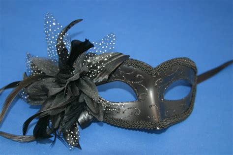 Black Masquerade Mask With Beautiful Flower Detail Etsy