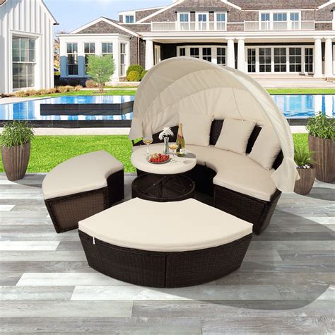 Outdoor Patio Furniture Sets Round Outdoor Sectional Sofa Set W