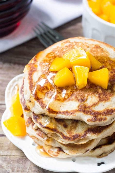 Brown Sugar Peach Pancakes Recipe Oh Sweet Basil