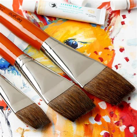 Bgln 1pcs Watercolor Paint Brush Set Professional Nylon Hair Flat Oil