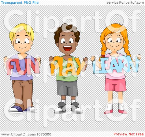 Clipart Cute Diverse School Children Holding Fun Play Learn Paper
