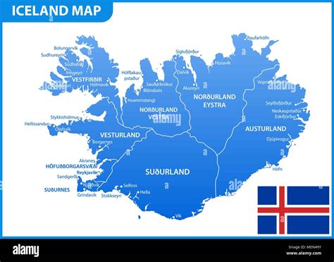 The Detailed Map Of Iceland With Regions Or States And Cities Capital
