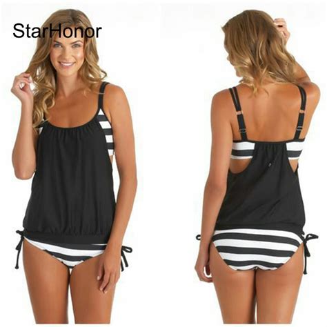 Starhonor Woman Striped Beach Swimsuit Bandage Patchwork One Piece