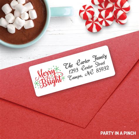 Christmas Merry A Bright Address Labels Personalized Partyinapinch