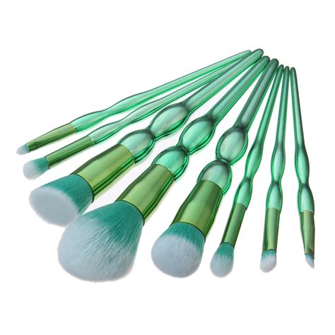 8pcs Mint Green Soft Hair Makeup Brushes Kit Cosmetic Foundation Powder